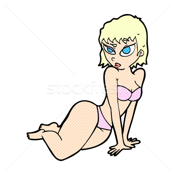 Comic desen animat femeie sexy lenjerie de corp retro Imagine de stoc © lineartestpilot