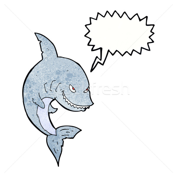 funny cartoon shark with speech bubble Stock photo © lineartestpilot