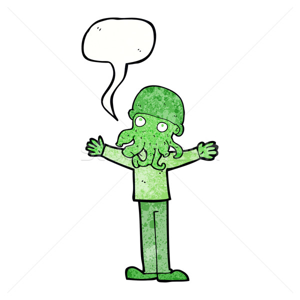 Cartoon obcych kałamarnica twarz człowiek dymka Zdjęcia stock © lineartestpilot