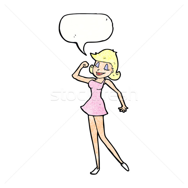 cartoon woman with can do attitude with speech bubble Stock photo © lineartestpilot
