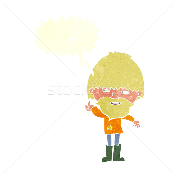 cartoon hippie man in wellington boots with speech bubble Stock photo © lineartestpilot