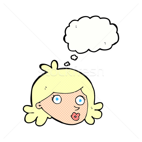 cartoon pretty face with thought bubble Stock photo © lineartestpilot