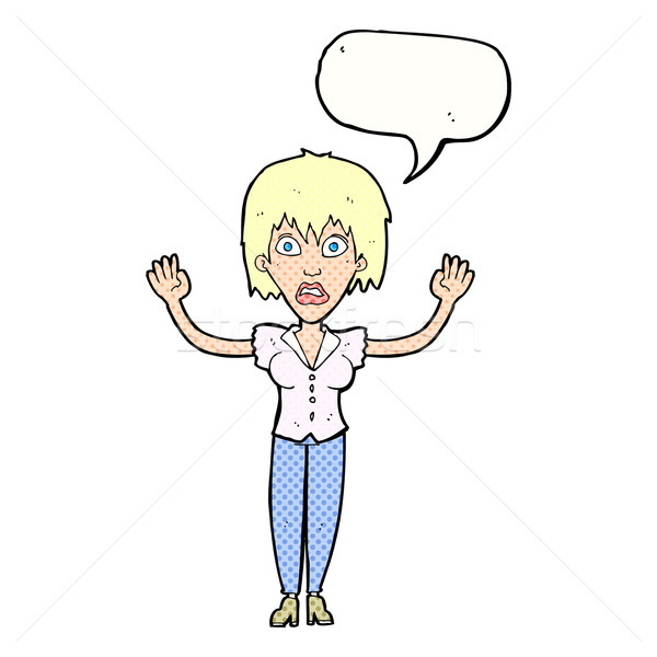 cartoon woman stressing out with speech bubble Stock photo © lineartestpilot