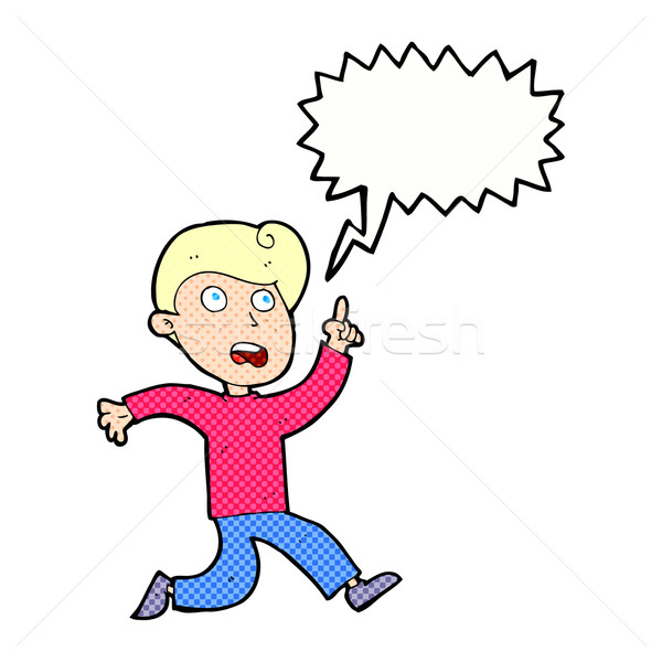 cartoon boy panicking with speech bubble Stock photo © lineartestpilot