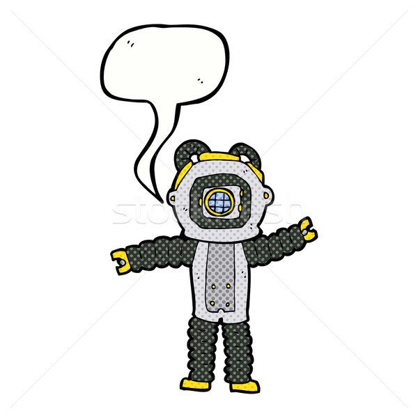 cartoon deep sea diver with speech bubble Stock photo © lineartestpilot