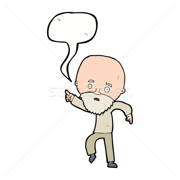 cartoon worried old man pointing with speech bubble Stock photo © lineartestpilot