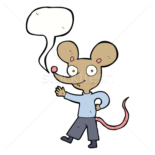 Karikatür fare konuşma balonu el dizayn Stok fotoğraf © lineartestpilot