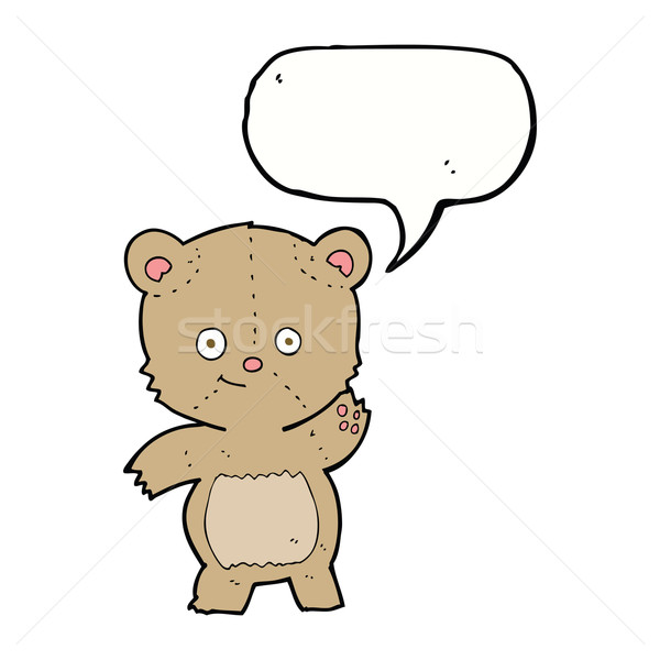 cartoon waving teddy bear with speech bubble Stock photo © lineartestpilot