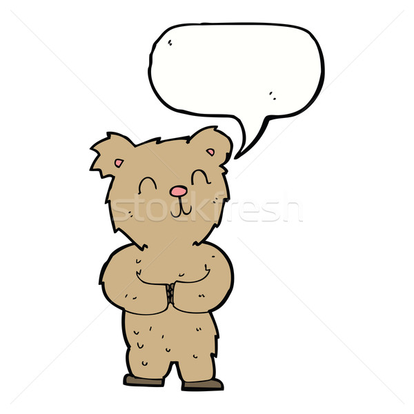 Karikatur glücklich wenig tragen Sprechblase Hand Stock foto © lineartestpilot