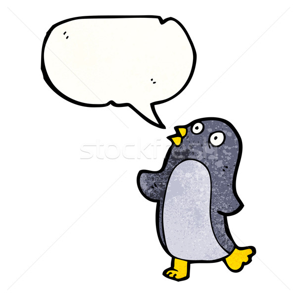 Karikatür penguen dans Retro çizim sevimli Stok fotoğraf © lineartestpilot