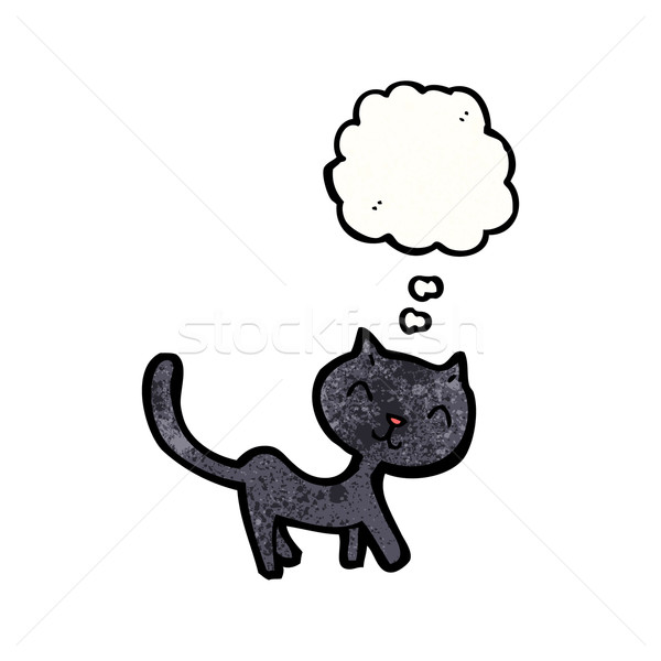 Pequeno gato preto desenho animado retro textura isolado Foto stock © lineartestpilot