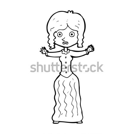 comic cartoon worried victorian woman Stock photo © lineartestpilot