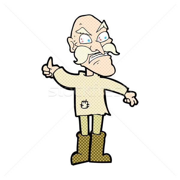 comic cartoon angry old man in patched clothing Stock photo © lineartestpilot