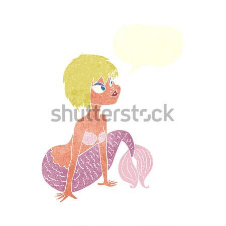 Cartoon joli sirène bulle de pensée femme main Photo stock © lineartestpilot