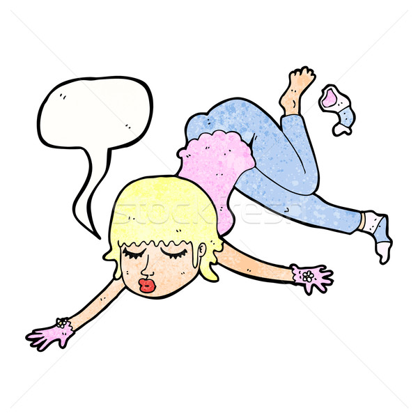 cartoon woman floating with speech bubble Stock photo © lineartestpilot