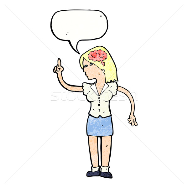 Karikatür kadın zeki fikir konuşma balonu el Stok fotoğraf © lineartestpilot