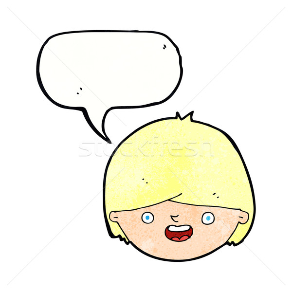 Desenho animado cara feliz balão de fala mão cara feliz Foto stock © lineartestpilot