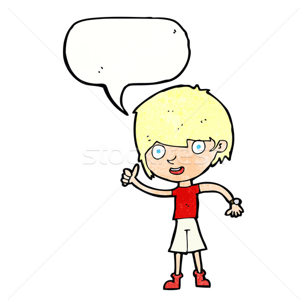 cartoon boy with positive attitude with speech bubble Stock photo © lineartestpilot