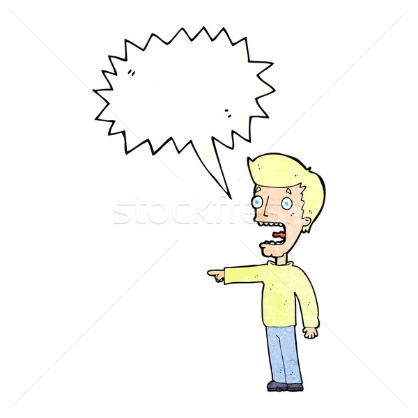 Stock photo: cartoon terrified man with speech bubble