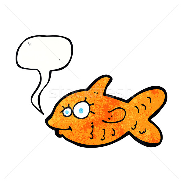 Cartoon счастливым Goldfish речи пузырь стороны лице Сток-фото © lineartestpilot