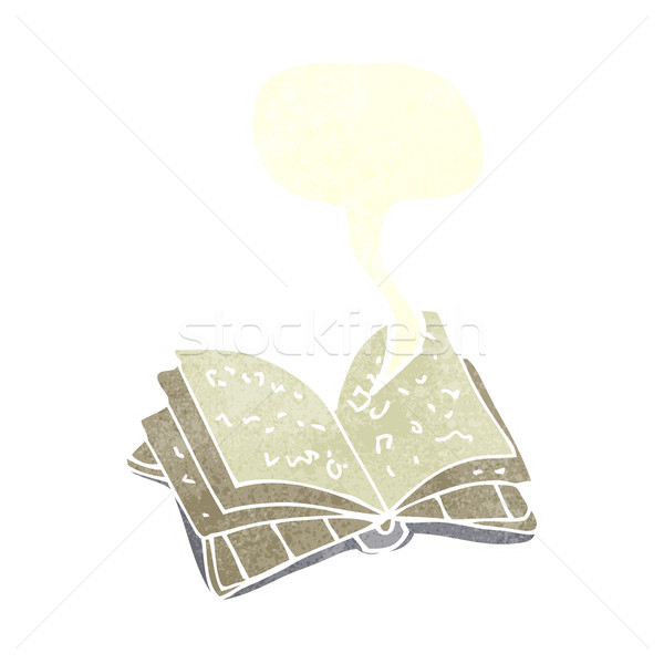Rajz nyitott könyv szövegbuborék kéz terv könyvtár Stock fotó © lineartestpilot