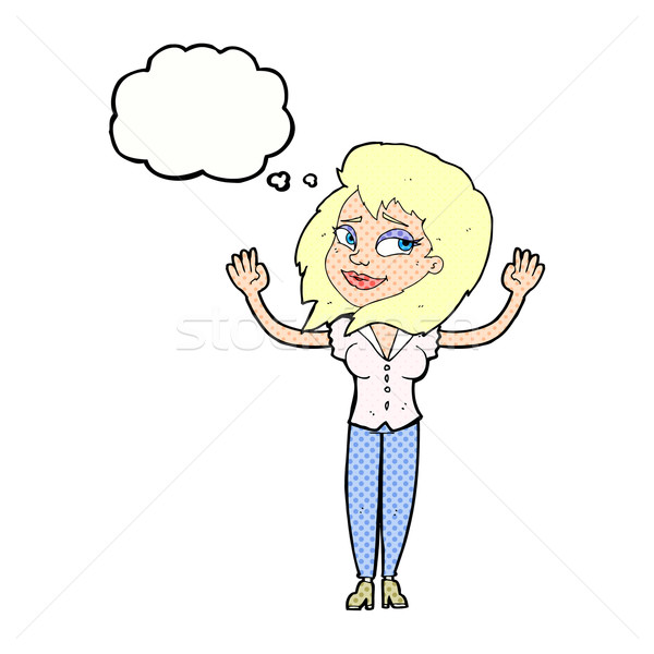 cartoon woman giving up with thought bubble Stock photo © lineartestpilot