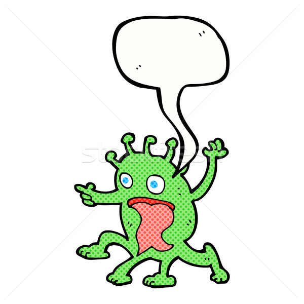 cartoon weird little alien with speech bubble Stock photo © lineartestpilot