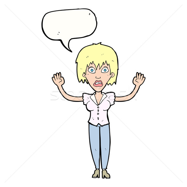 cartoon woman stressing out with speech bubble Stock photo © lineartestpilot