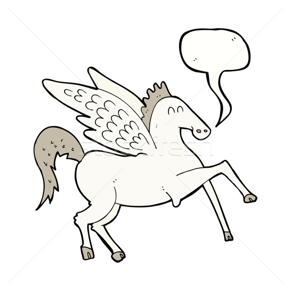 cartoon pegasus with speech bubble Stock photo © lineartestpilot