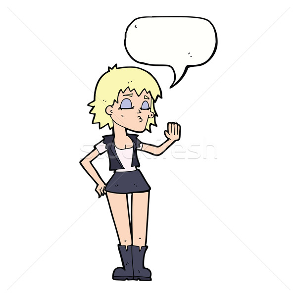 cartoon cool girl with speech bubble Stock photo © lineartestpilot