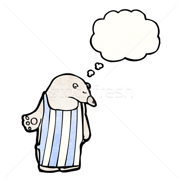 Karikatur Mutter Eisbär Schürze sprechen Retro Stock foto © lineartestpilot