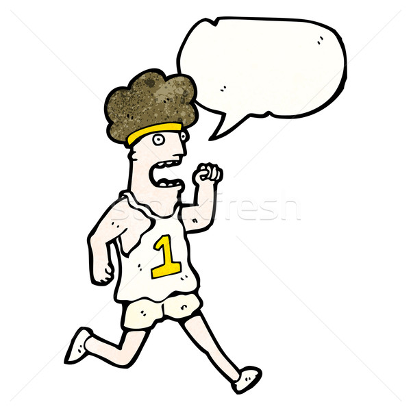 Karikatur müde Marathon Läufer Retro Zeichnung Stock foto © lineartestpilot