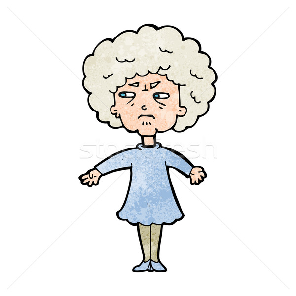 Cartoon gorzki staruszka kobieta strony projektu Zdjęcia stock © lineartestpilot