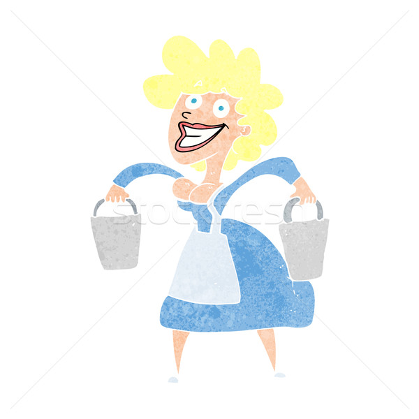 Desen animat femeie mână proiect lapte Imagine de stoc © lineartestpilot