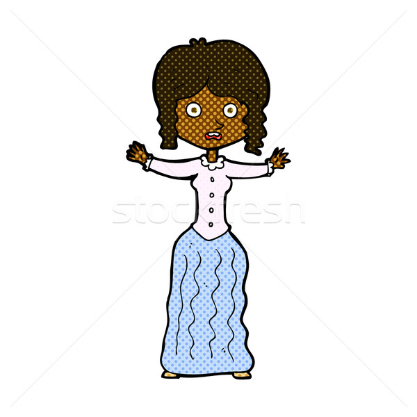 comic cartoon worried victorian woman Stock photo © lineartestpilot