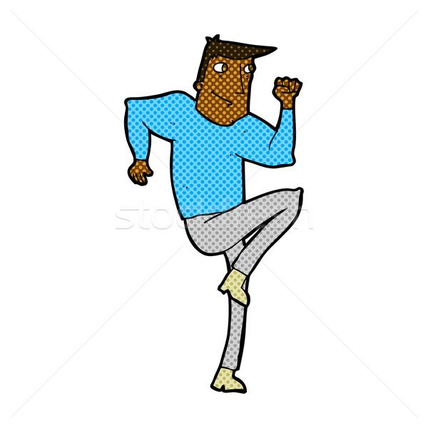 Komische cartoon man jogging plek retro Stockfoto © lineartestpilot