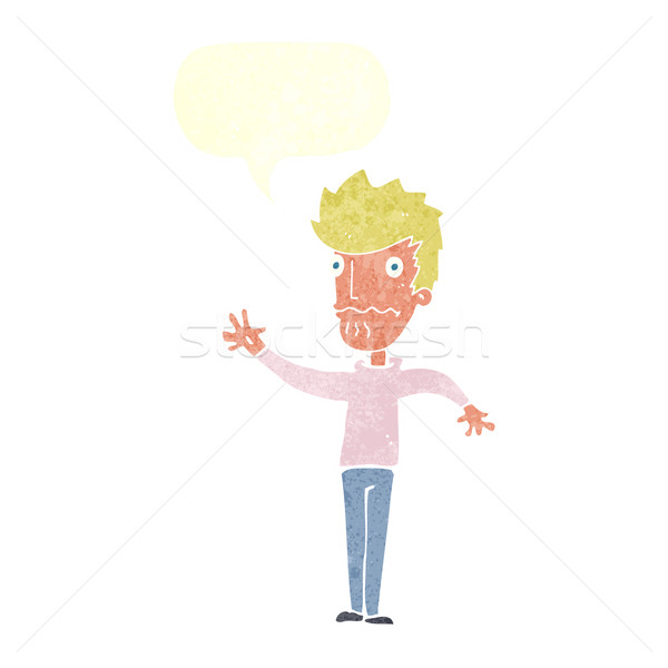 cartoon worried man reaching out with speech bubble Stock photo © lineartestpilot