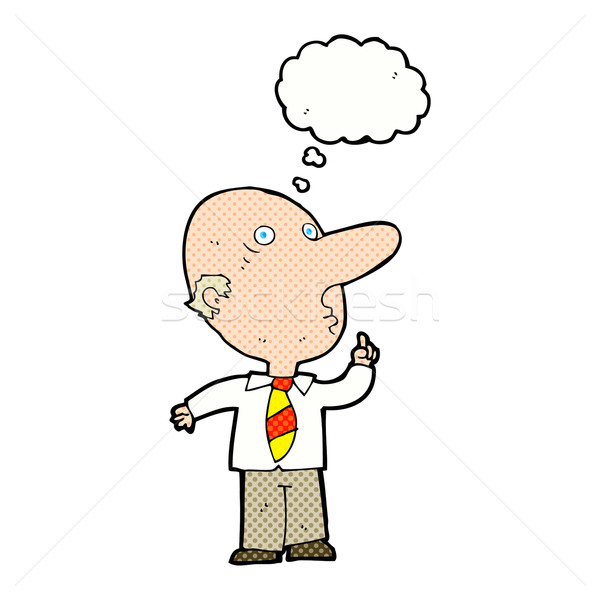 Stock photo: cartoon bald man asking question with thought bubble