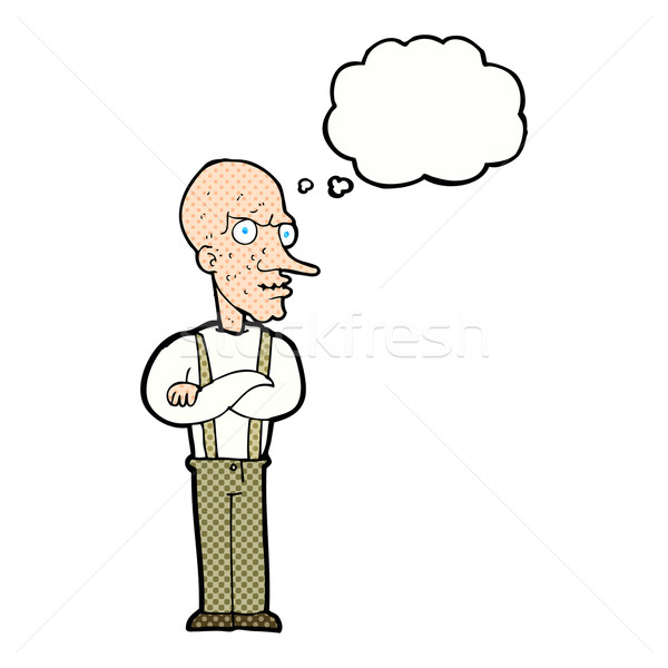 Cartoon oude man gedachte bel hand man ontwerp Stockfoto © lineartestpilot