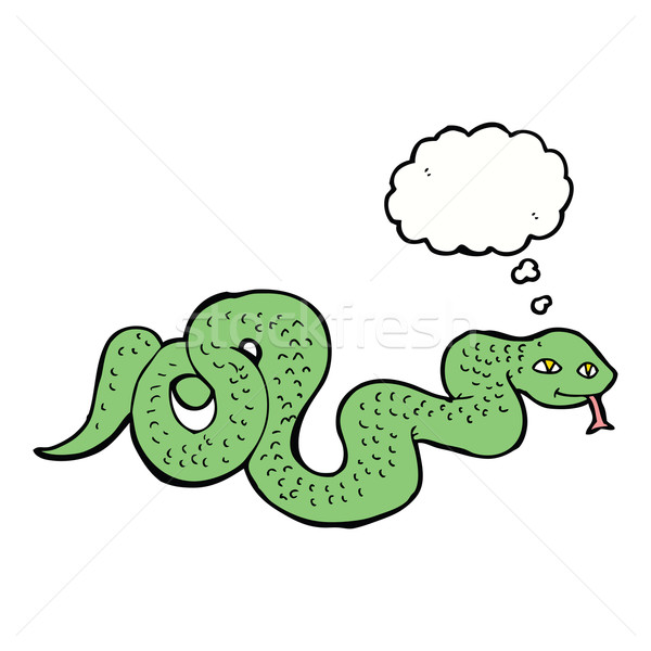 Karikatür yılan düşünce balonu el dizayn sanat Stok fotoğraf © lineartestpilot