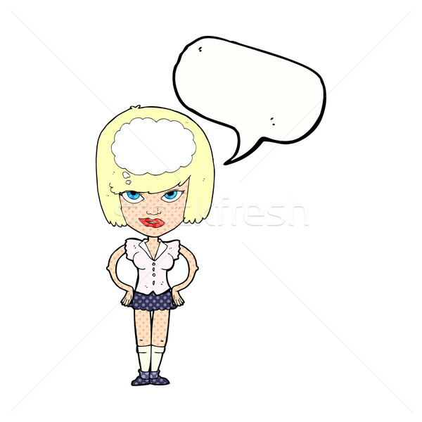 cartoon woman thinking with speech bubble Stock photo © lineartestpilot