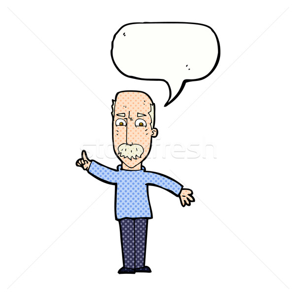 Cartoon человека корма предупреждение речи пузырь стороны Сток-фото © lineartestpilot