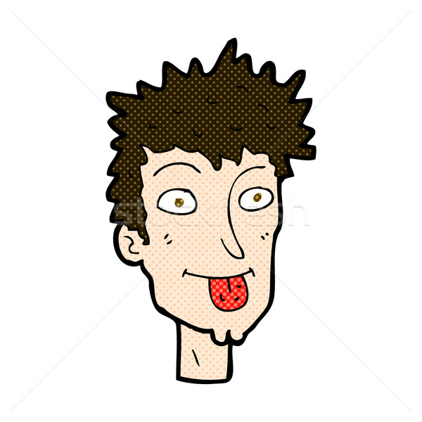 Comic Karikatur Mann heraus Zunge Retro Stock foto © lineartestpilot