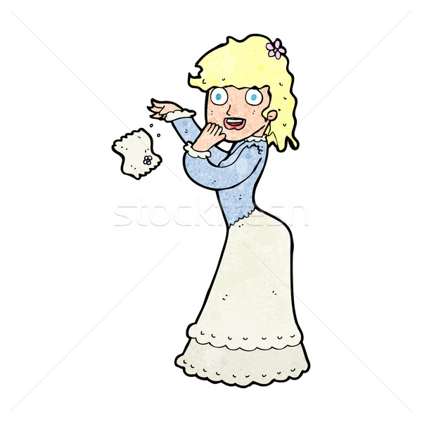 cartoon victorian woman dropping handkerchief Stock photo © lineartestpilot