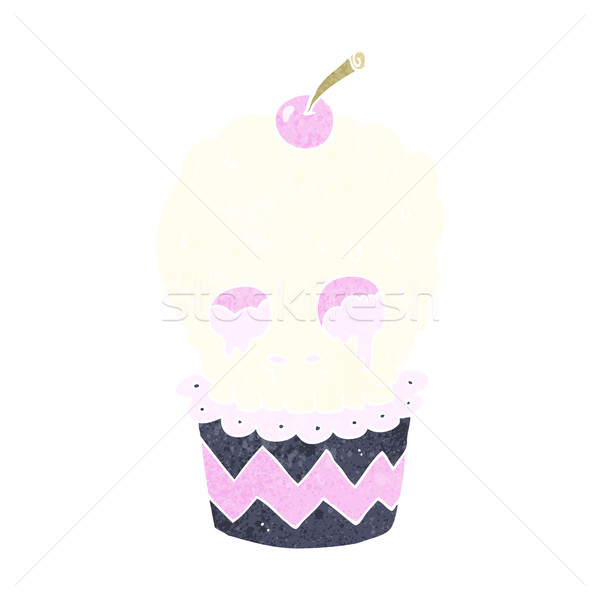 spooky skull cupcake cartoon Stock photo © lineartestpilot
