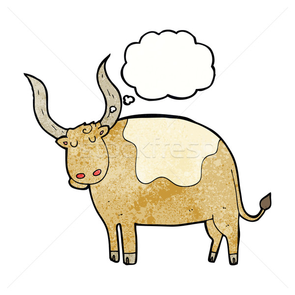 Cartoon ox bolla di pensiero mano design mucca Foto d'archivio © lineartestpilot