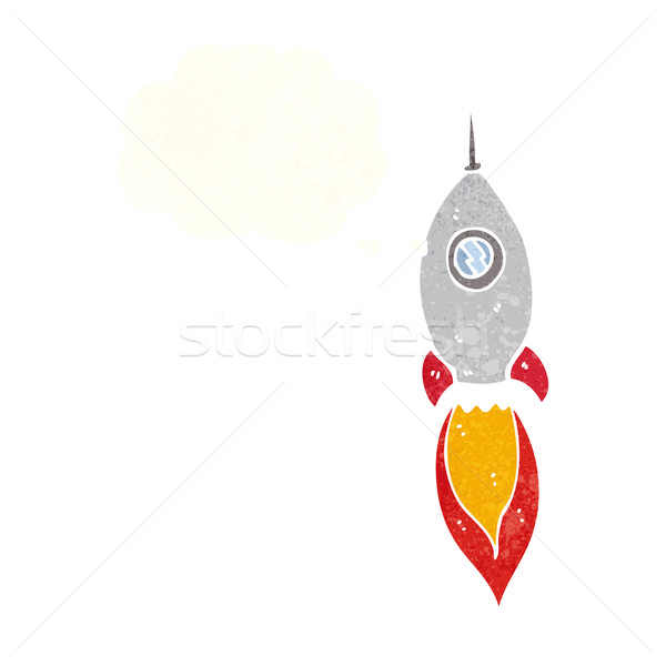 Cartoon космический корабль мысли пузырь стороны дизайна пространстве Сток-фото © lineartestpilot