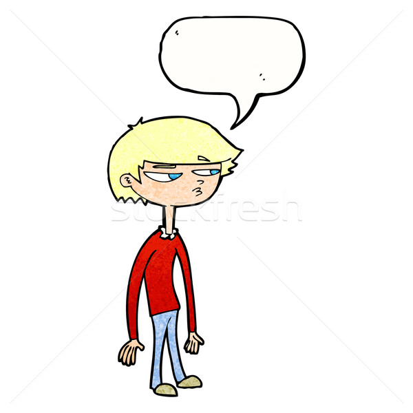 Cartoon подозрительный мальчика речи пузырь стороны человека Сток-фото © lineartestpilot