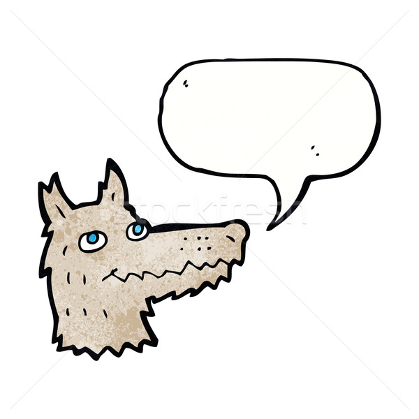 Cartoon loup tête bulle main design [[stock_photo]] © lineartestpilot