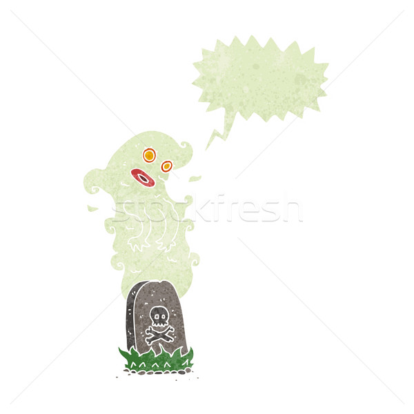 Desenho animado fantasma grave balão de fala mão Foto stock © lineartestpilot